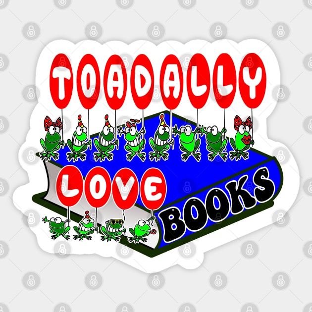 Toadally love books Sticker by Redmanrooster